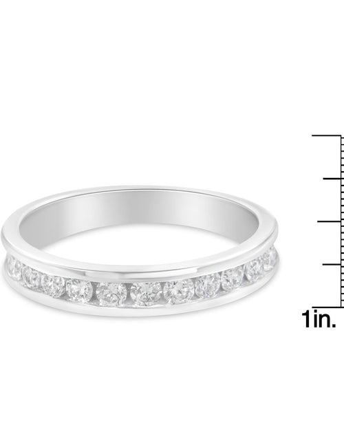 Load image into Gallery viewer, IGI Certified 1/2 Cttw Round Brilliant Cut Diamond 18K White Gold Channel Set Eternity Style Wedding Band Ring (H-I Color, I1-I2 Clarity) by Haus of Brilliance
