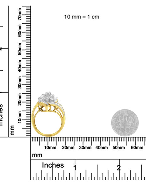Load image into Gallery viewer, 10K Yellow Gold Round and Baguette Diamond Swirl Ring (2.0 Cttw, J-K Color, I2 Clarity) by Haus of Brilliance
