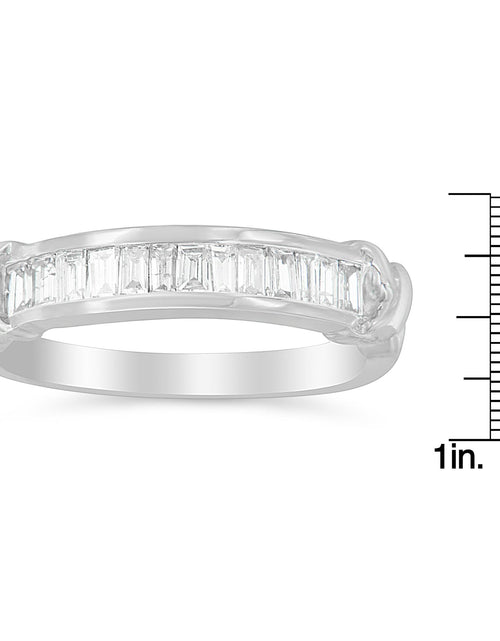 Load image into Gallery viewer, .925 Sterling Silver 1/2 Cttw Baguette Cut Diamond Channel Set X-Station Wedding Ring (H-I Color, I1-I2 Clarity) by Infinite Jewels
