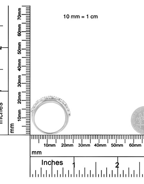 Load image into Gallery viewer, .925 Sterling Silver 2.0 Cttw Round &amp; Baguette Cut Diamond Multi-Row Channel Set Tapered Cocktail Fashion Ring (I-J Color, I3 Clarity) by Haus of Brilliance

