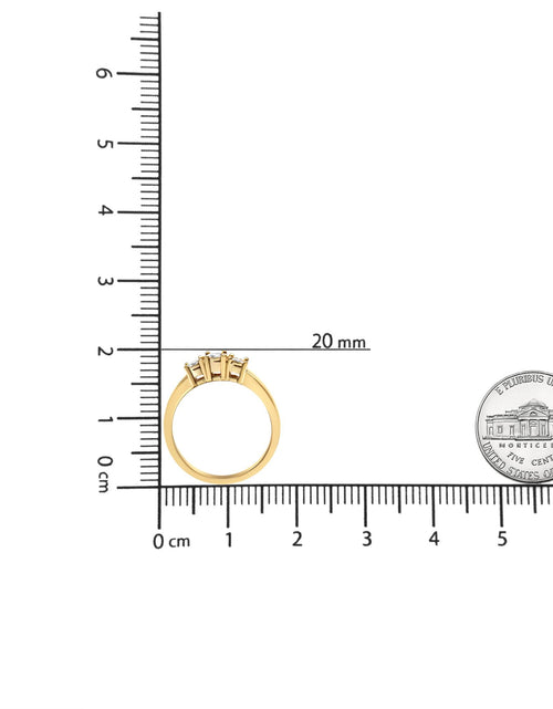 Load image into Gallery viewer, 14K Yellow Gold Plated .925 Sterling Silver 1/4 Cttw Diamond 3 Stone Illusion Plate Ring (J-K Color, I1-I2 Clarity) by Haus of Brilliance
