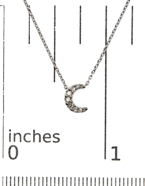 Load image into Gallery viewer, 10K White Gold Diamond Accented Crescent Moon Shaped 18" Inch Pendant Necklace (H-I Color, I1-I2 Clarity) by Haus of Brilliance
