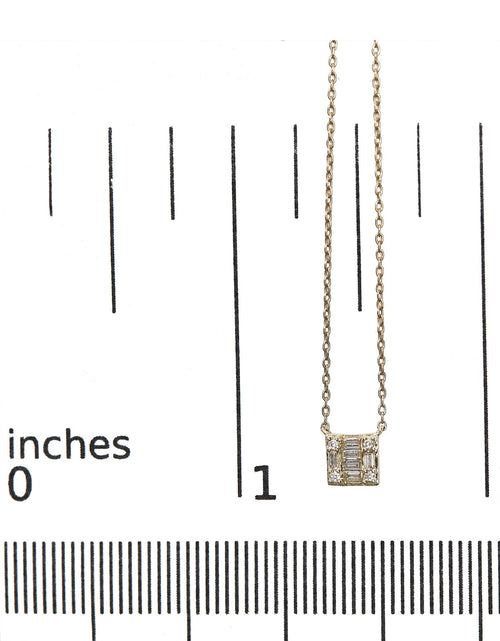 Load image into Gallery viewer, 10K Yellow Gold 1/10 Cttw Round and Baguette Diamond Mosaic Composite Square 18" Inch Pendant Necklace (H-I Color, I1-I2 Clarity) by Infinite Jewels
