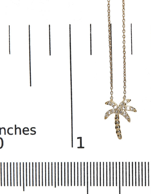 Load image into Gallery viewer, 10K Yellow Gold 1/10 Cttw Round Diamond Palm Tree 18" Inch Pendant Necklace (H-I Color, I1-I2 Clarity) by Haus of Brilliance
