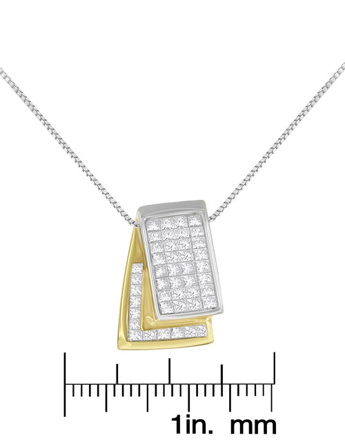 Load image into Gallery viewer, 14K Gold 1.0 Cttw Princess Cut Diamond Two Tone Foldover Box Pendant 18” Box Chain Necklace (H-I Color, SI2-I1 Clarity) by Haus of Brilliance
