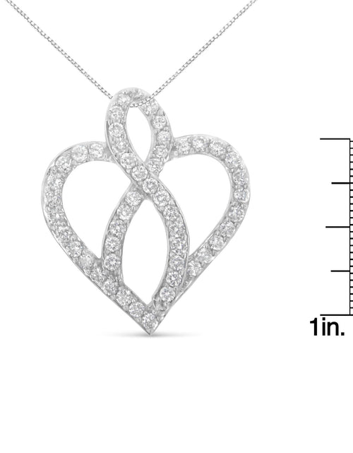 Load image into Gallery viewer, 14KT White Gold 1 cttw Diamond Heart Ribbon Pendant Necklace (H-I, I1-I2) by Haus of Brilliance
