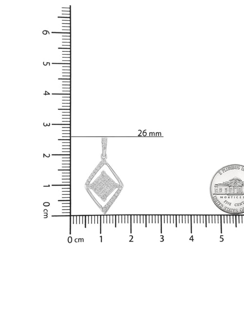 Load image into Gallery viewer, 10k White Gold 1/3 Cttw Round and Princess-Cut Diamond Double Triangle 18" Pendant Necklace (H-I Color, SI1-SI2 Clarity) by Haus of Brilliance
