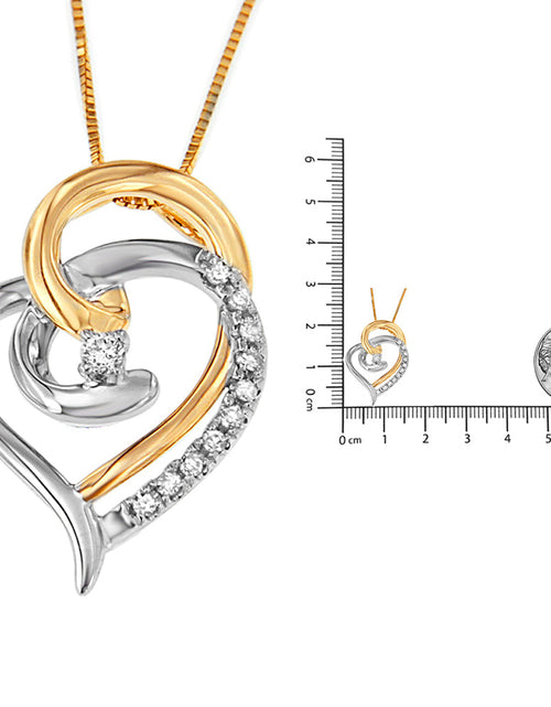 Load image into Gallery viewer, 10K Yellow and White Gold Diamond Accent Open Double Heart Spiral Curl 18" Pendant Necklace (J-K Color, I2-I3 Clarity) by Infinite Jewels
