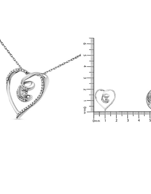 Load image into Gallery viewer, .925 Sterling Silver 1/4 Cttw Brilliant-Cut Diamond Open Heart Twisted Awareness Ribbon 18" Pendant Necklace (H-I Color, I1-I2 Clarity) by Haus of Brilliance
