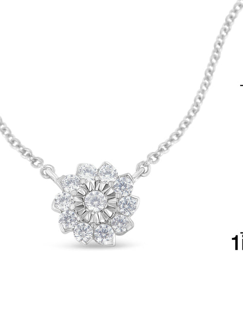 Load image into Gallery viewer, .925 Sterling Silver 1/2 Cttw Diamond Miracle Set Flower Cluster Pendant Necklace with Cable Chain (I-J Color, I1-I2 Clarity) - 18” by Haus of Brilliance
