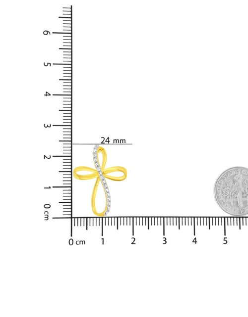 Load image into Gallery viewer, .925 Sterling Silver Diamond Accent Cross Ribbon 18" Pendant Necklace (I-J Color, I2-I3 Clarity) by Infinite Jewels
