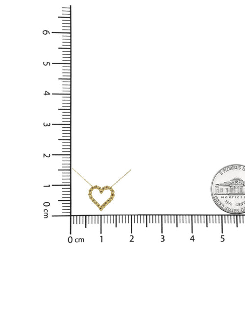 Load image into Gallery viewer, 10K Yellow Gold Flashed .925 Sterling Silver 1/2 Cttw Champagne Diamond Miracle Plate Heart Pendant Necklace (K-L Color, I1-I2 Clarity) - 18" by Infinite Jewels
