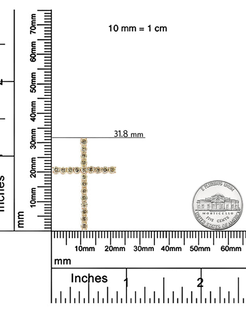 Load image into Gallery viewer, .925 Sterling Silver 1.0 Cttw Champagne Diamond Gold Cross Pendant Necklace for Women (Champagne Color, I1-I2 Clarity)- 18 inch by Haus of Brilliance
