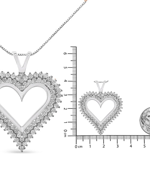 Load image into Gallery viewer, .925 Sterling Silver Diamond Heart 18" Pendant Necklace (I-J Color, I2-I3 Clarity) by Haus of Brilliance
