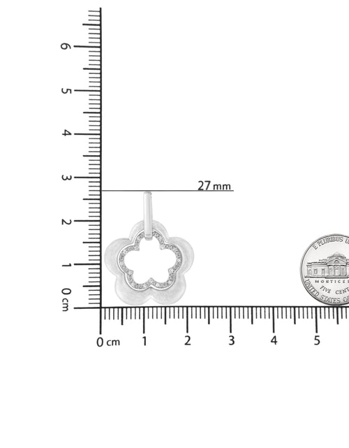 Load image into Gallery viewer, Matte Finished .925 Sterling Silver Diamond Accent Double Flower Shape 18" Satin Finished Pendant Necklace (I-J Color, I1-I2 Clarity) by Infinite Jewels
