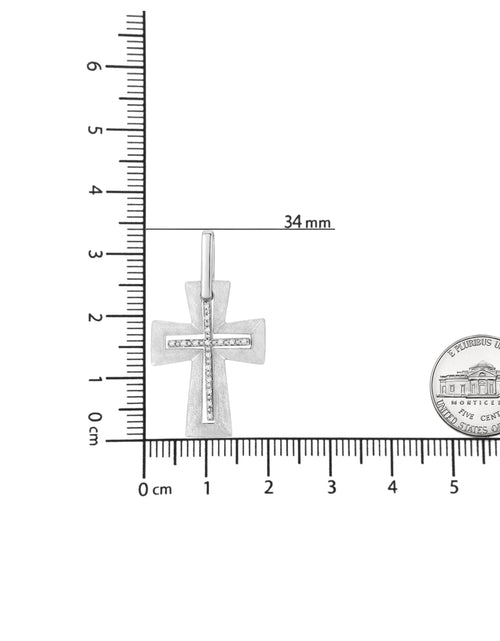 Load image into Gallery viewer, .925 Sterling Silver Prong-Set Diamond Accent Cross 18" Pendant Necklace (I-J Color, I1-I2 Clarity) by Infinite Jewels
