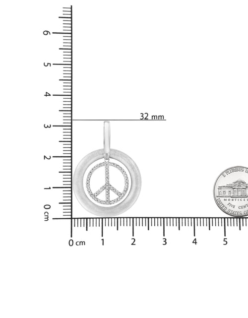 Load image into Gallery viewer, Matte Finish .925 Sterling Silver Diamond Accent Dancing Peace Sign 18" Pendant Necklace (I-J Color, I1-I2 Clarity) by Haus of Brilliance
