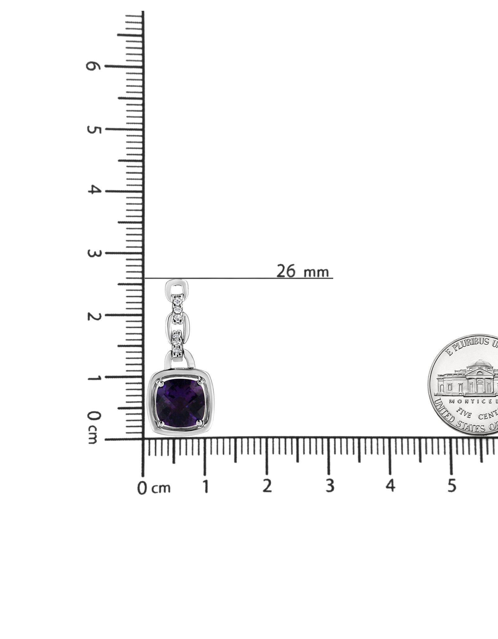 .925 Sterling Silver 6x6MM Cushion Shaped Natural Purple Amethyst and Diamond Accented Bale 18" Inch Pendant Necklace (I-J Color, I1-I2 Clarity) by Haus of Brilliance