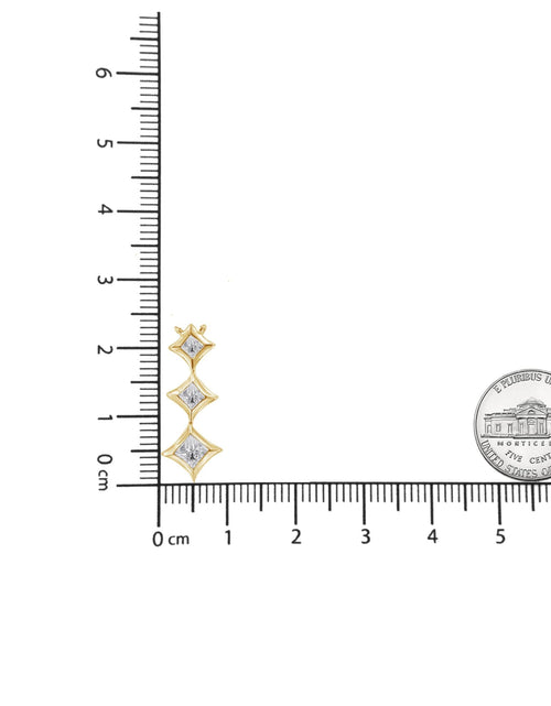 Load image into Gallery viewer, 10K Gold 1/5 Cttw Princess Cut Diamond 3 Stone Drop 18" Pendant Necklace (H-I Color, SI2-I1 Clarity) by Haus of Brilliance

