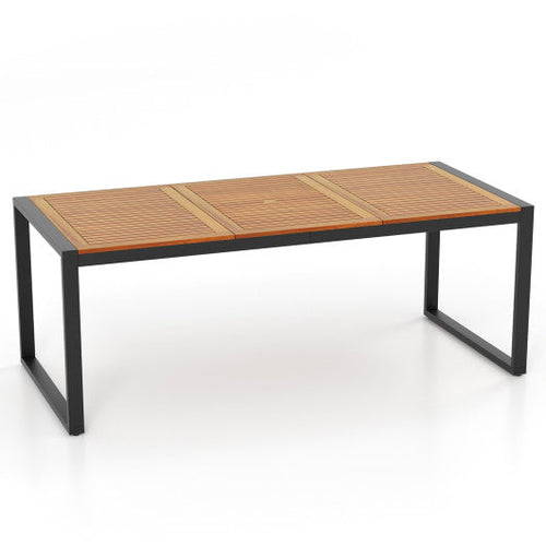 Load image into Gallery viewer, 79 Inch Acacia Wood Patio Table with 1.9 Inch Umbrella Hole for Garden and Poolside
