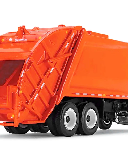 Load image into Gallery viewer, Mack LR with McNeilus Rear Load Refuse Body Orange and White 1/87 (HO) Diecast Model by First Gear
