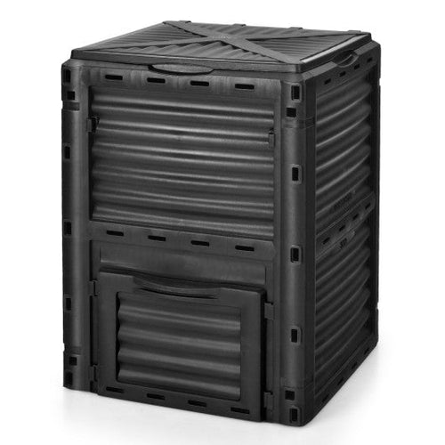 Load image into Gallery viewer, 80-Gallon Outdoor Composter with Large Openable Lid and Bottom Exit Door-Black
