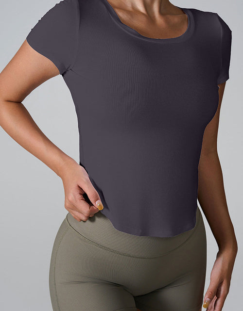 Load image into Gallery viewer, Cutout Round Neck Short Sleeve Active T-Shirt

