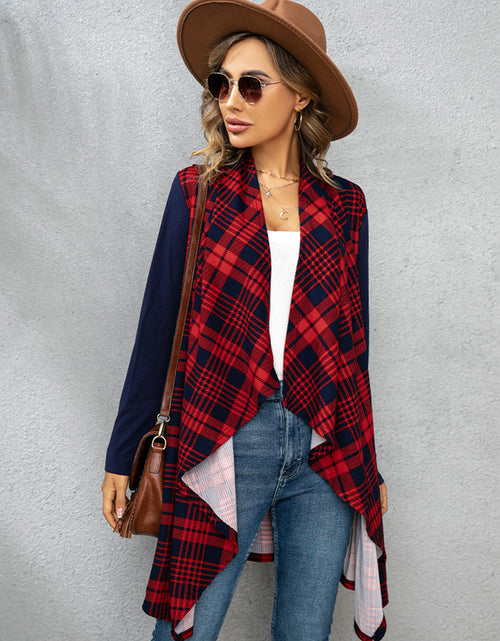 Load image into Gallery viewer, Shiny Plaid Open Front Cardigan
