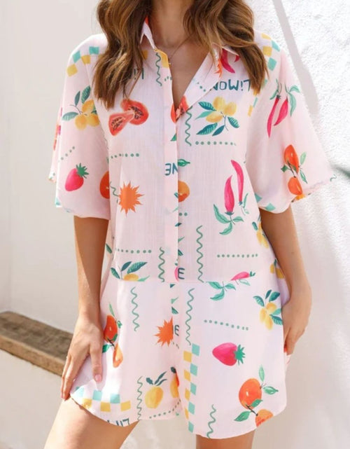 Load image into Gallery viewer, Printed Collared Neck Half Sleeve Romper
