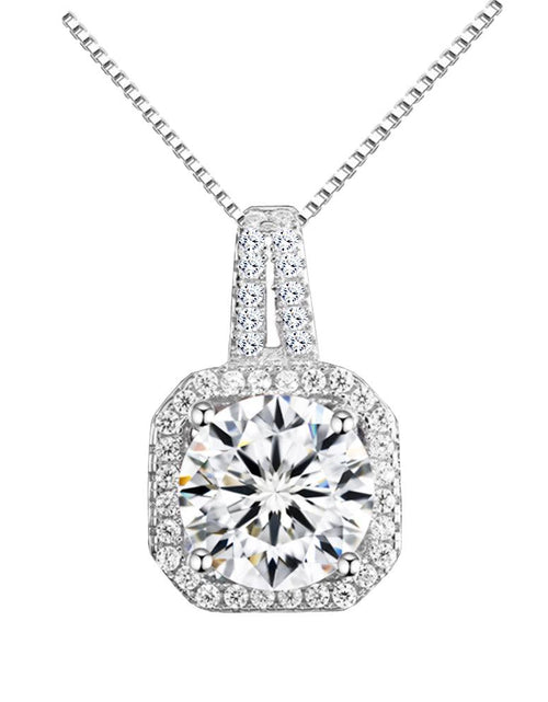 Load image into Gallery viewer, Two Carat Halo Cubic Zirconia Pendant Necklace by Hollywood Sensation®
