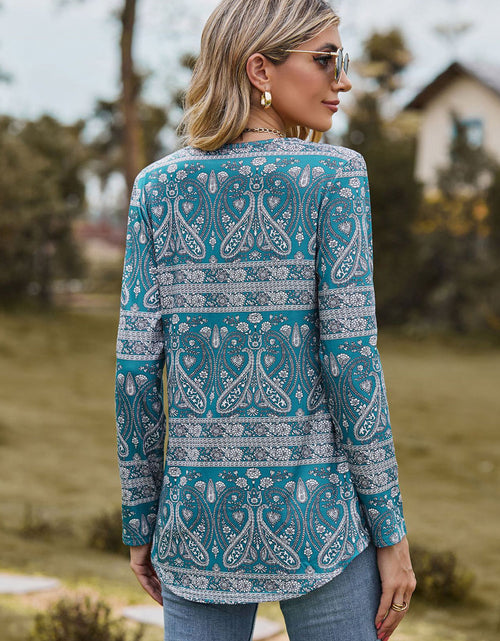 Load image into Gallery viewer, Printed Square Neck Long Sleeve Blouse
