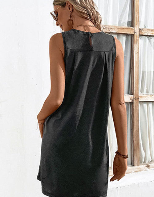 Load image into Gallery viewer, Perfee Round Neck Sleeveless Mini Dress
