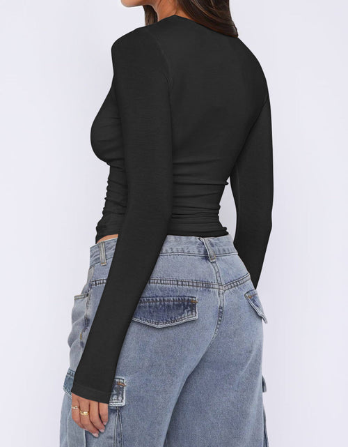 Load image into Gallery viewer, Ruched Asymmetrical Neck Long Sleeve T-Shirt
