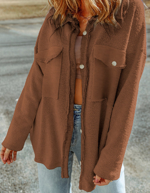 Load image into Gallery viewer, Pocketed Button Up Droppped Shoulder Jacket
