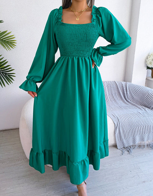 Load image into Gallery viewer, Smocked Square Neck Flounce Sleeve Dress
