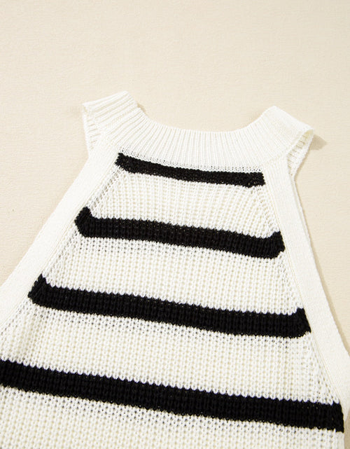 Load image into Gallery viewer, Contrast Striped Drawstring Detail Sleeveless Sweater Dress
