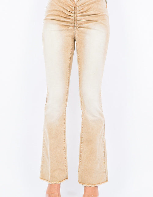 Load image into Gallery viewer, American Bazi V-Cut Ruched Flare Pants
