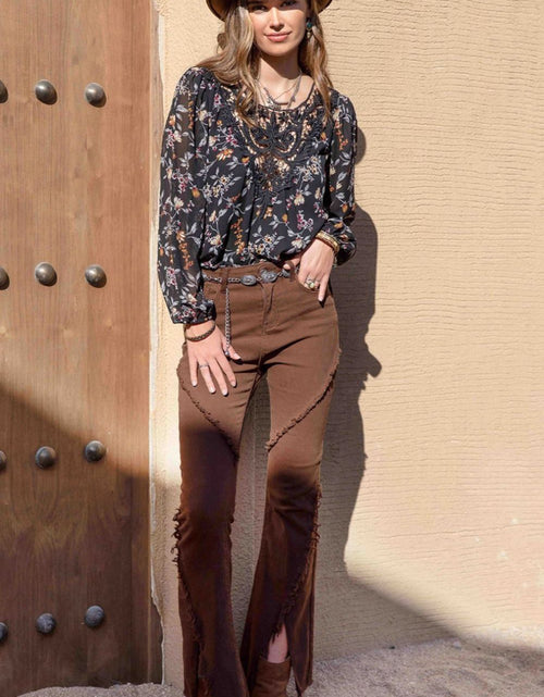 Load image into Gallery viewer, Printed Round Neck Long Sleeve Blouse
