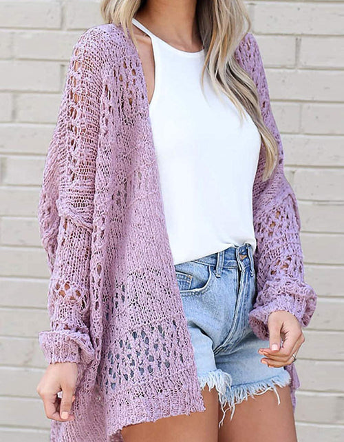 Load image into Gallery viewer, Openwork Open Front Long Sleeve Cardigan
