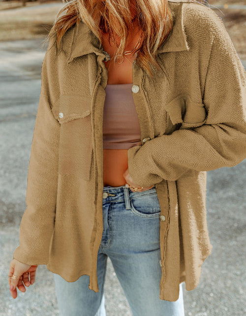 Load image into Gallery viewer, Pocketed Button Up Droppped Shoulder Jacket
