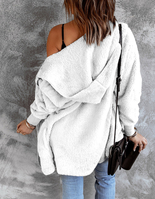Load image into Gallery viewer, Open Front Hooded Faux Fur Outwear with Pockets
