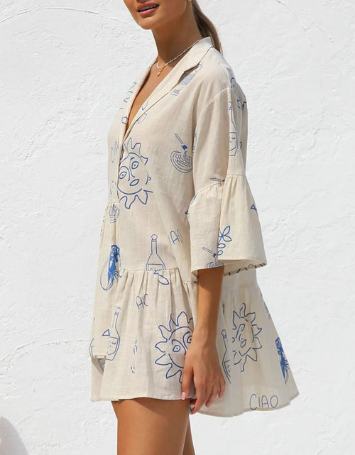Load image into Gallery viewer, Button Detail Printed Mini Dress
