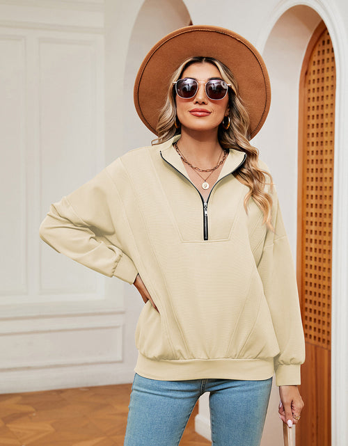 Load image into Gallery viewer, Half-Zip Dropped Shoulder Sweatshirt

