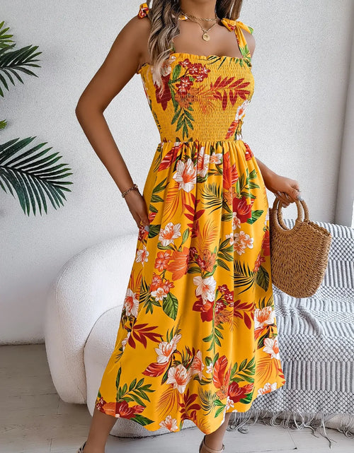 Load image into Gallery viewer, Smocked Floral Tie Shoulder Midi Dress
