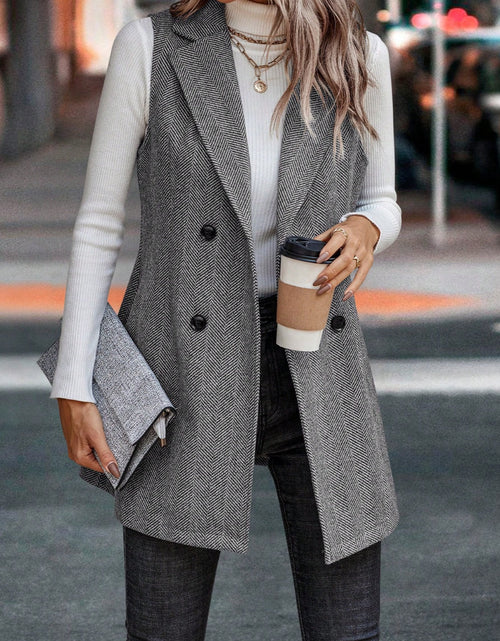 Load image into Gallery viewer, Buttoned Collared Neck Longline Vest Coat
