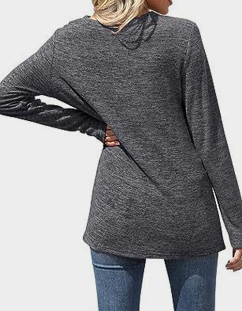 Load image into Gallery viewer, Lace Detail V-Neck Long Sleeve T-Shirt
