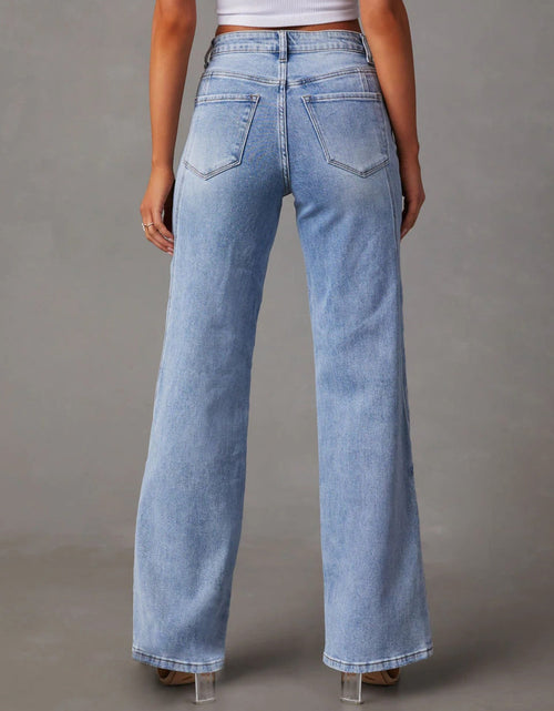 Load image into Gallery viewer, High Waist Straight Jeans with Pockets
