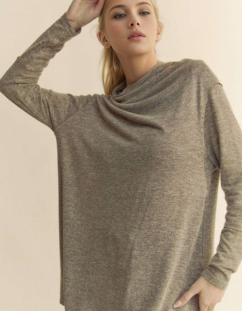 Load image into Gallery viewer, Davi &amp; Dani Slit Mock Neck Long Sleeve Top
