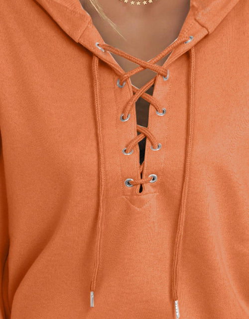 Load image into Gallery viewer, Lace Up Long Sleeve Hoodie
