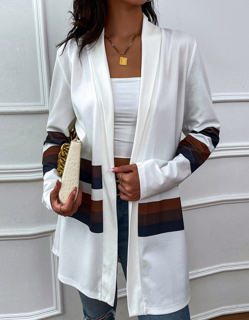 Load image into Gallery viewer, Shiny Color Block Open Front Cardigan
